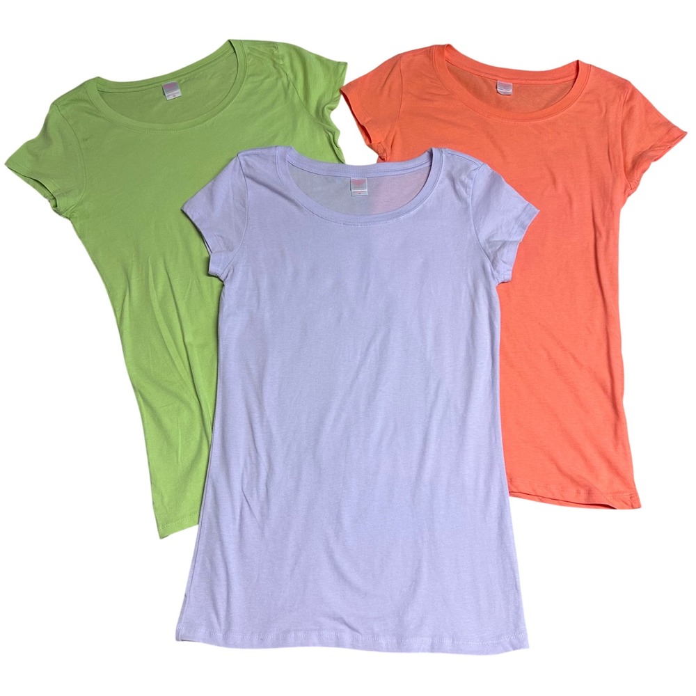 Duck Co Womens 3pc T-Shirt Bundle Medium Lot Green Purple Orange Short Sleeve